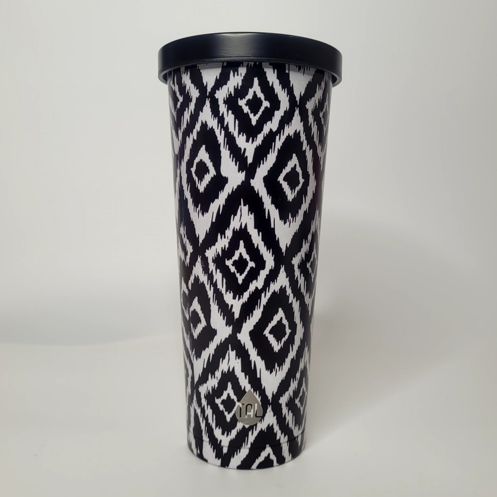 TAL Stainless Steel Coolie Tumbler 24 fl oz Black & White Tribal Geometric Print